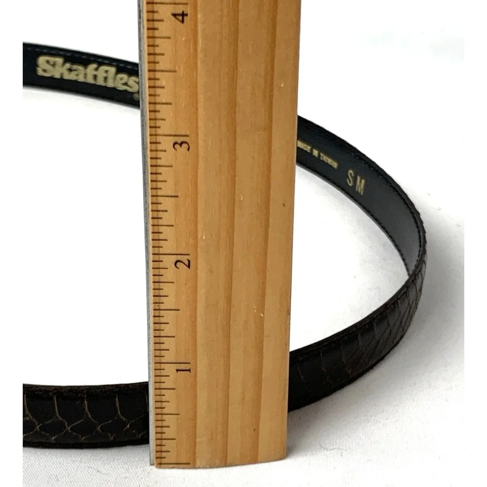 Skaffles‎ Genuine Snakeskin Belt Small Brown Skinny 3/4